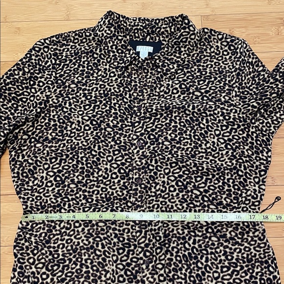 Spense Animal Print Shirt Midi Dress Size 14 Long Sleeve Brown Tan Button Up - Picture 12 of 14